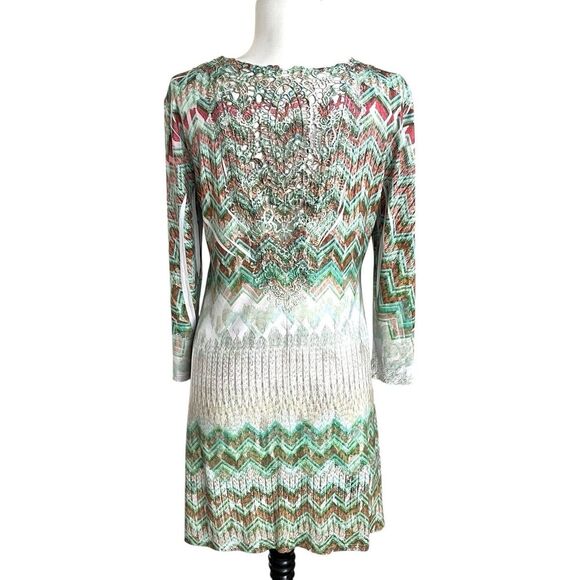 Vintage Y2K Green Crochet Tunic Top M Studded Chain Fairycore Grunge Whimsigoth - Picture 2 of 13